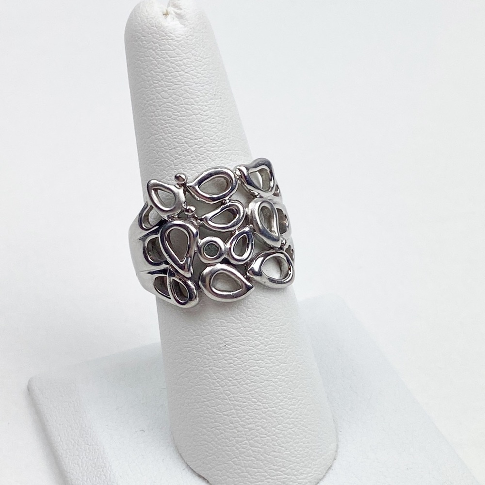 Sterling Silver 925 Vintage Teardrop and Scroll Design Statement Ring - Picture 1 of 11